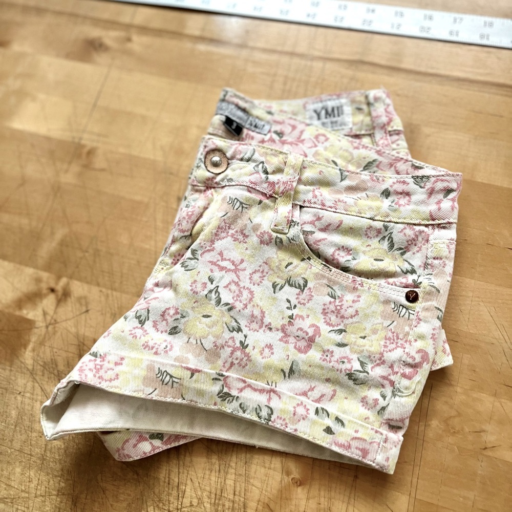 YMI Floral Jean Hot Shorts
